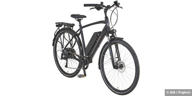 Prophete e-bike trekking with a light aluminum frame on offer at ALDI. Prophete e-bike trekking with a light aluminum frame on offer at ALDI.